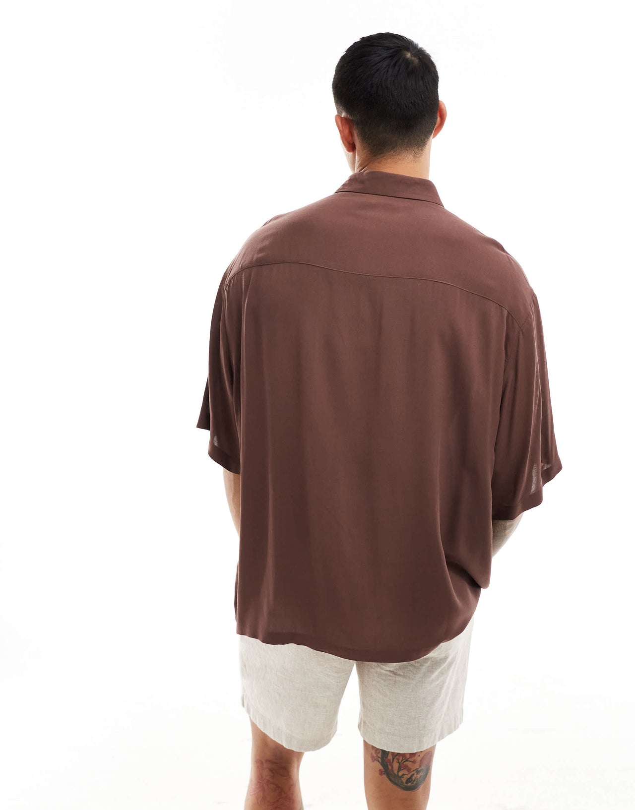 ASOS DESIGN oversized viscose shirt in light brown