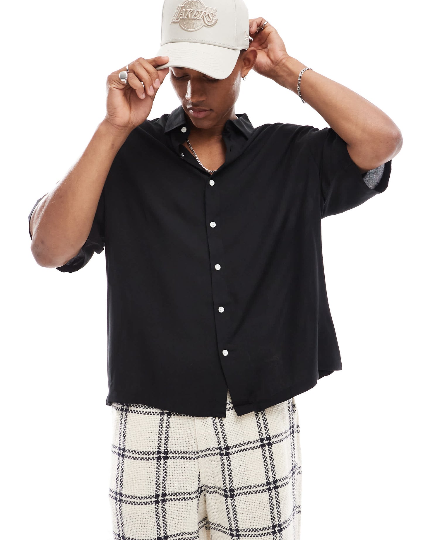 ASOS DESIGN oversized viscose shirt in black