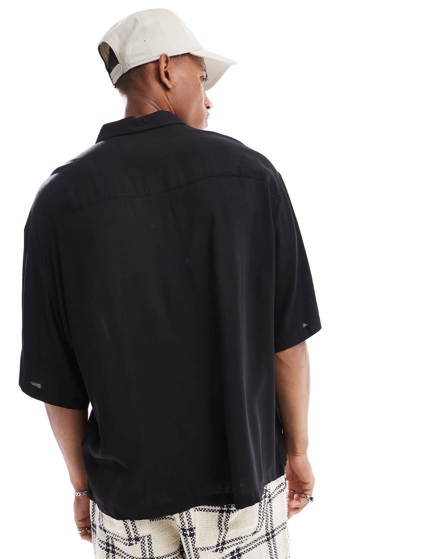 ASOS DESIGN oversized viscose shirt in black