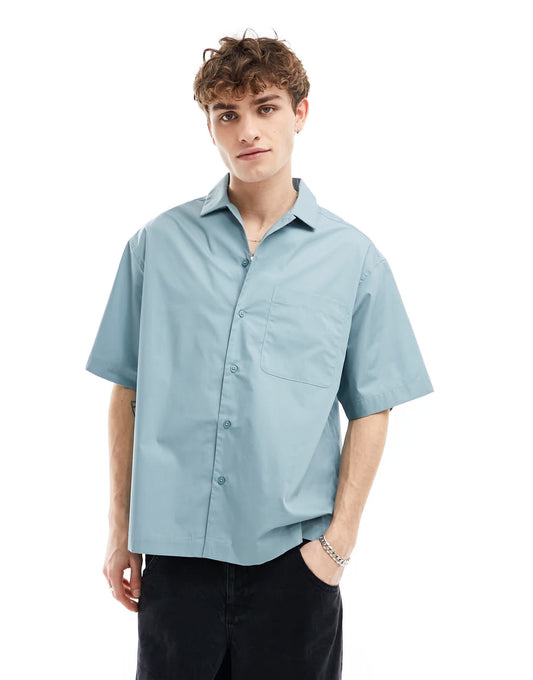 ASOS DESIGN oversized poplin shirt in light teal