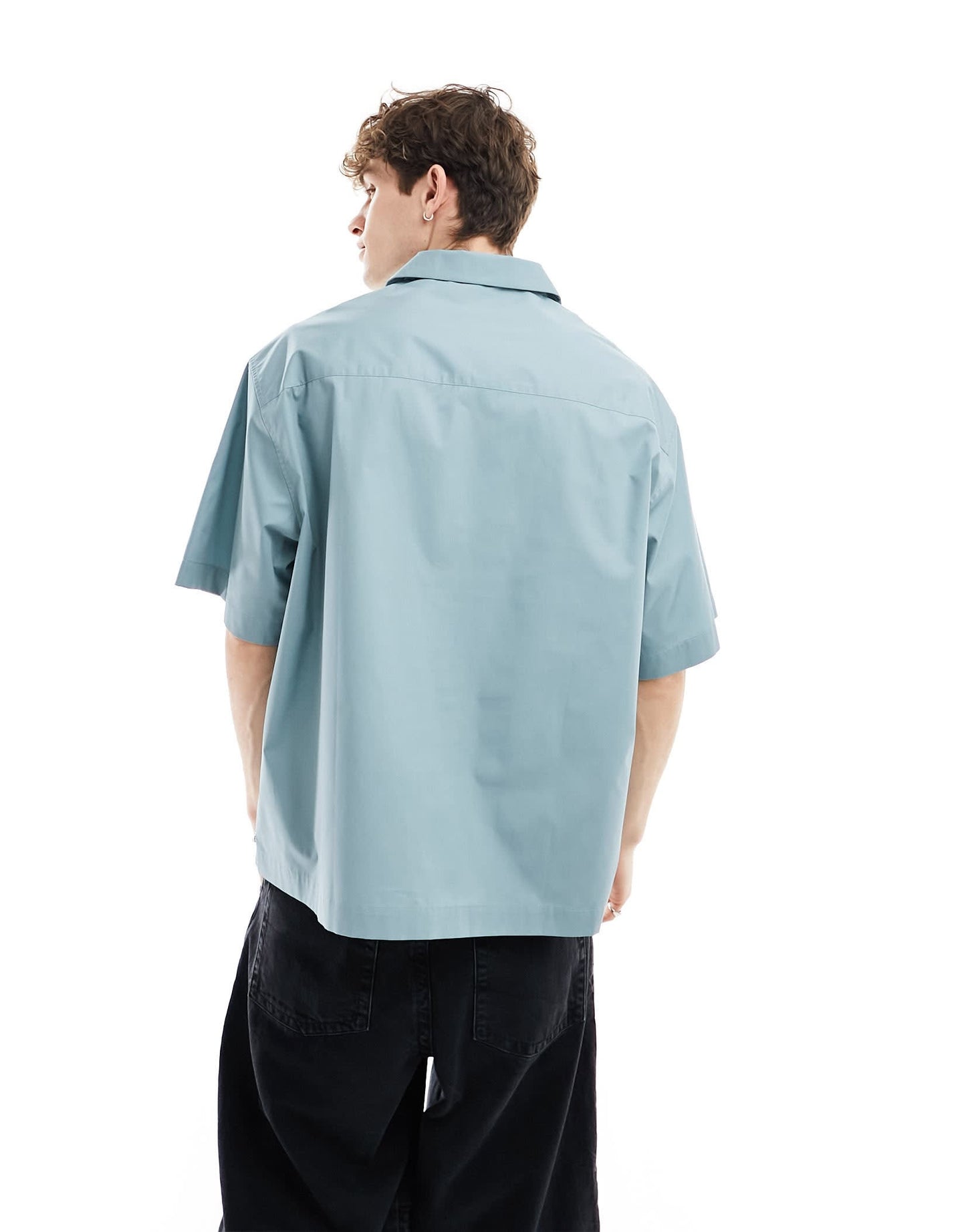 ASOS DESIGN oversized poplin shirt in light teal