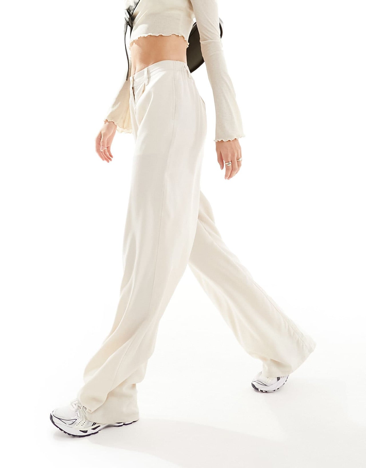 ASOS DESIGN Tall wide leg dad trousers in washed ecru