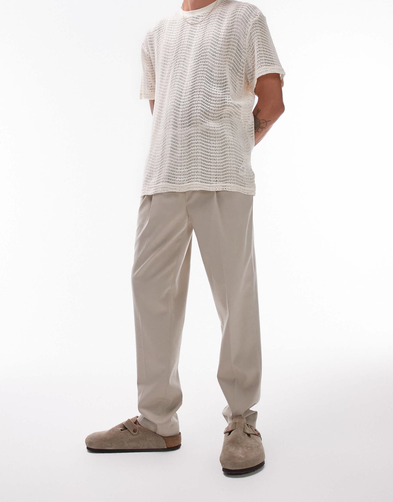 Topman taper trouser in stone