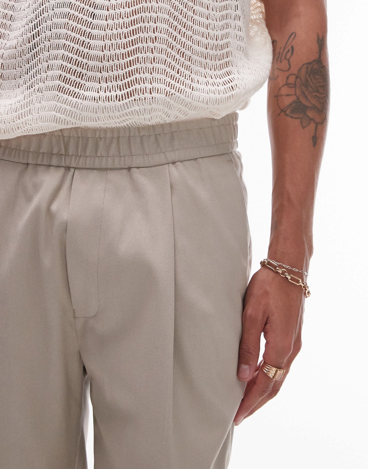 Topman taper trouser in stone