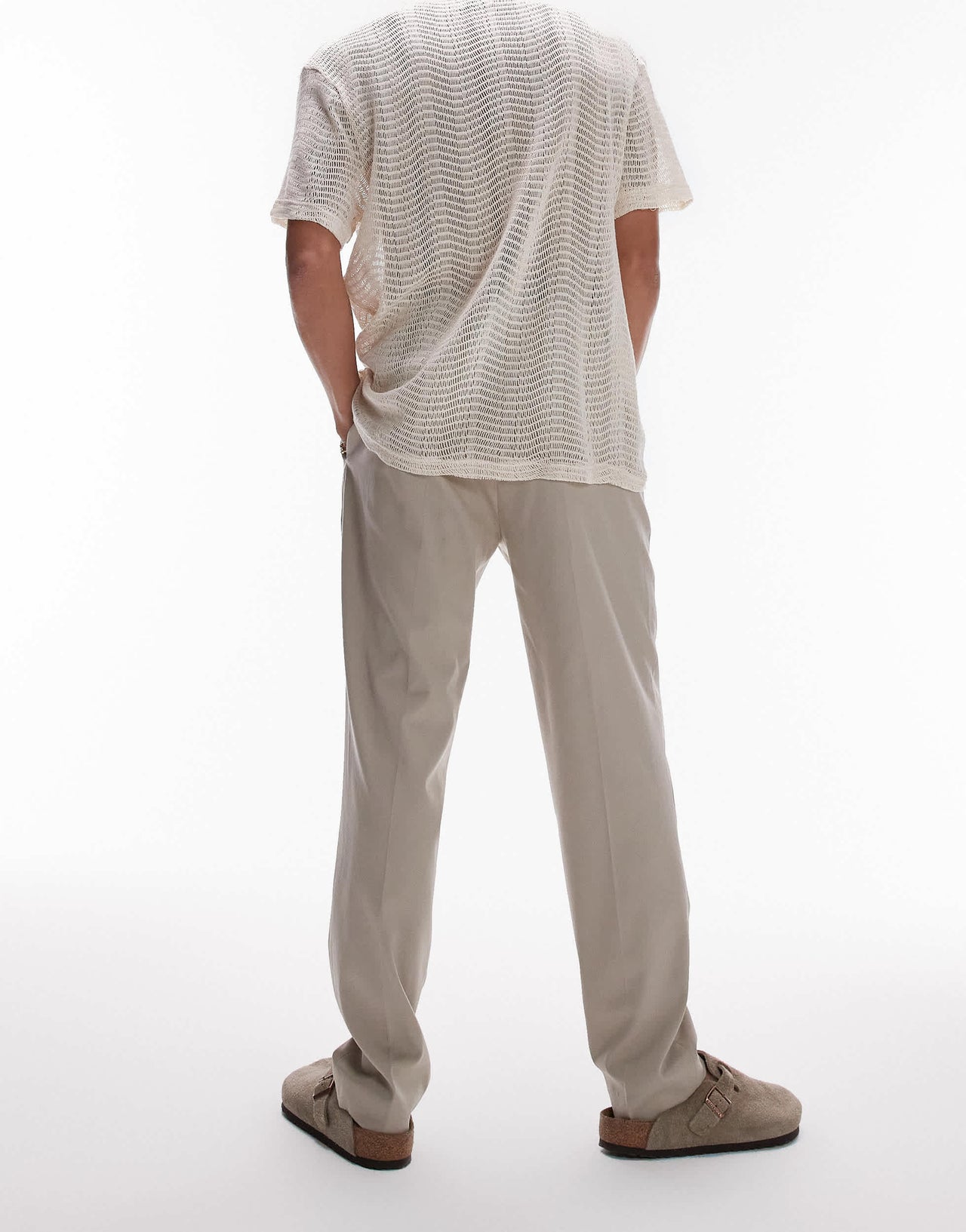 Topman taper trouser in stone