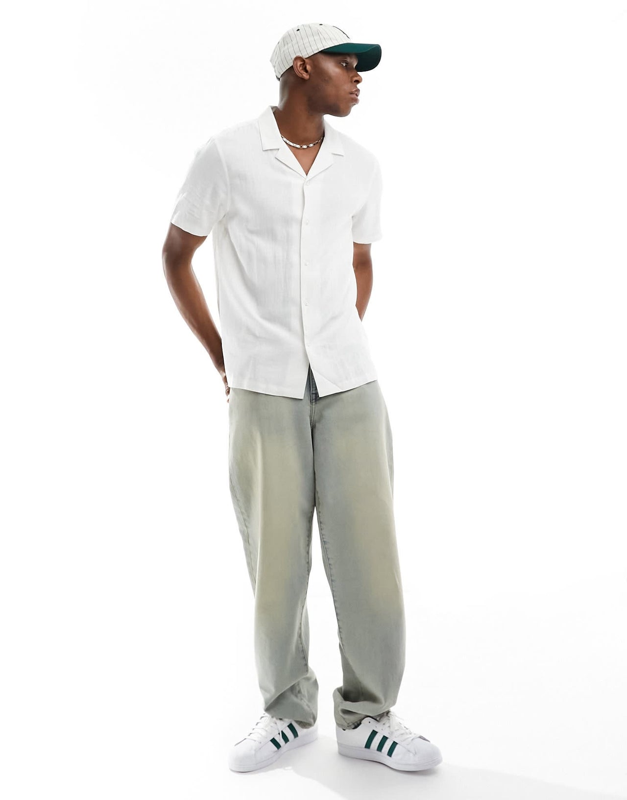 New Look short sleeve linen blend shirt in white