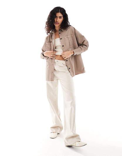 ASOS DESIGN utility shirt in washed sand