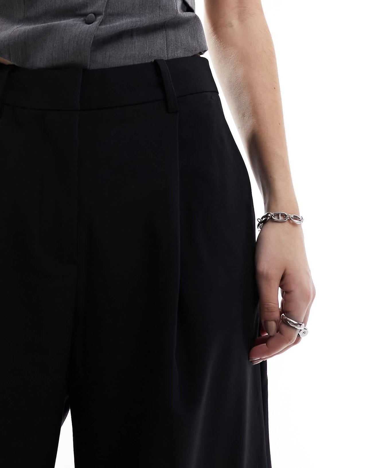 JJXX wide leg tailored trouser in black