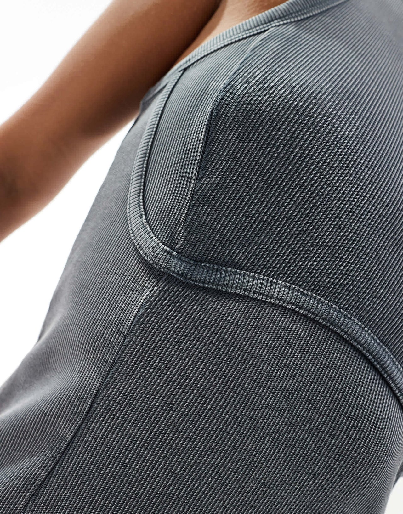 Miss Selfridge Petite corset racer midi dress in washed charcoal