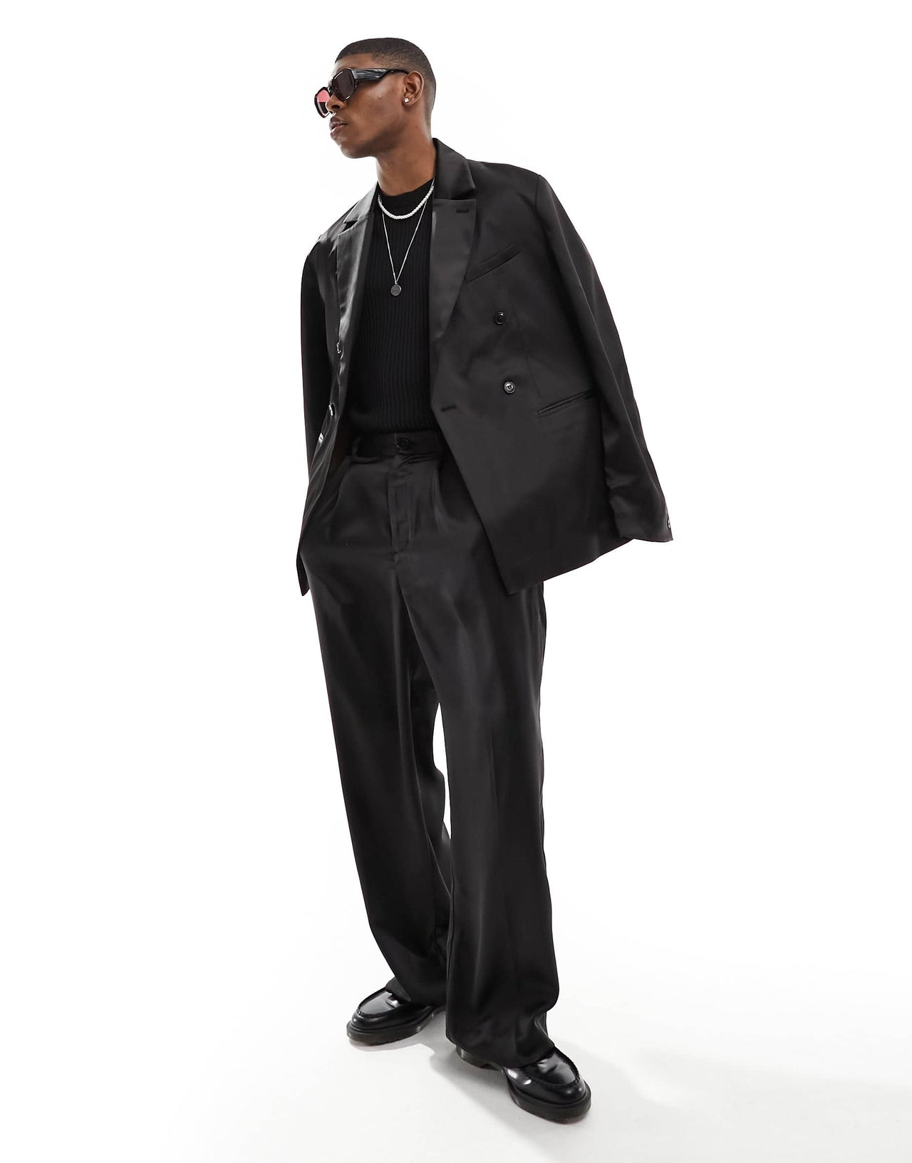 Weekday Roberto co-ord regular fit satin blazer in black