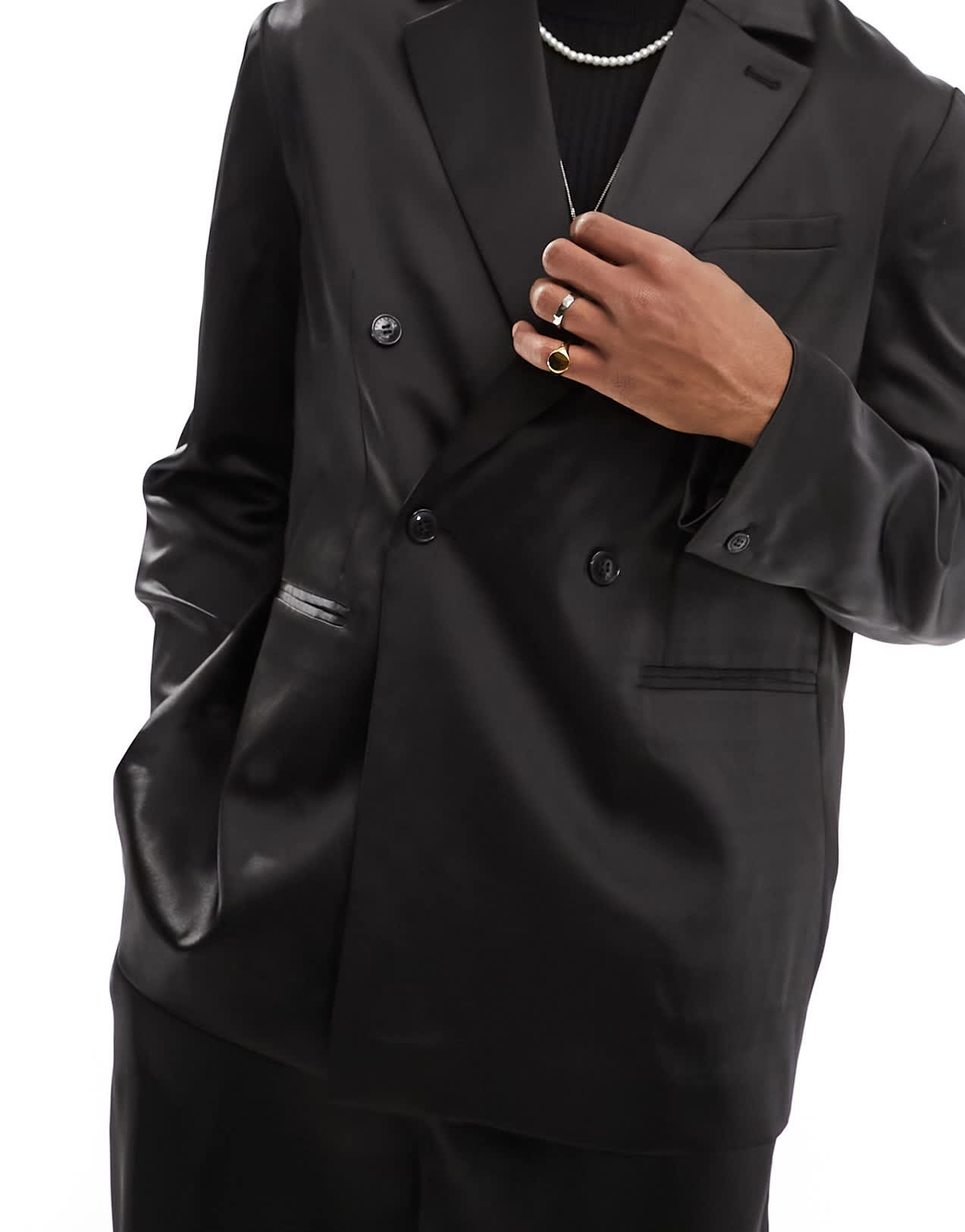Weekday Roberto co-ord regular fit satin blazer in black