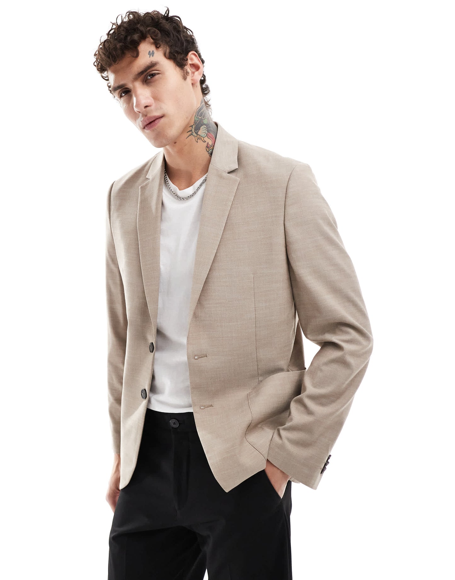 Ben Sherman patch pocket suit jacket in beige