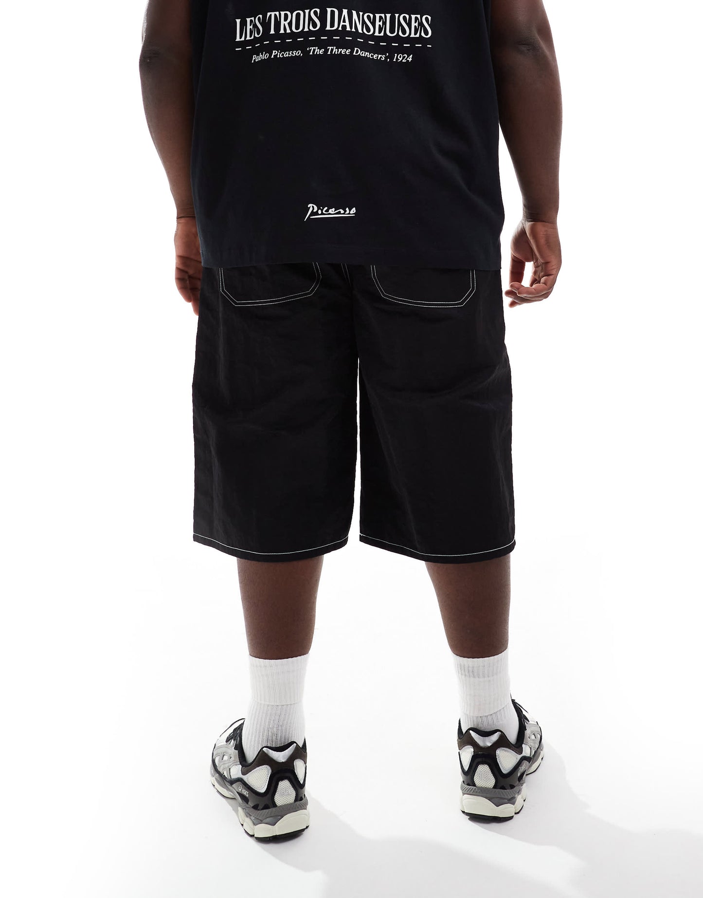 ASOS DESIGN long length shorts with contrast stitch in black