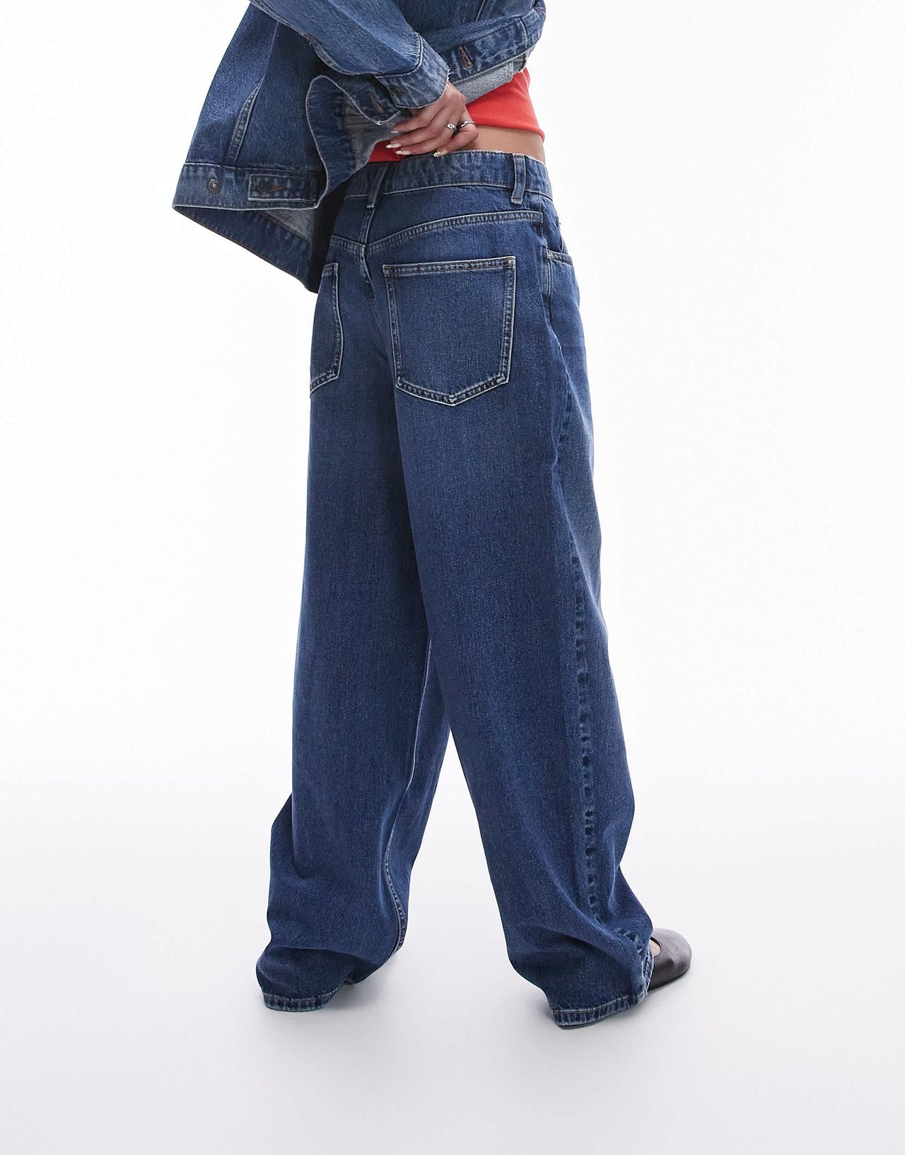 Topshop Gilmore boyfriend low slung jean in rich blue