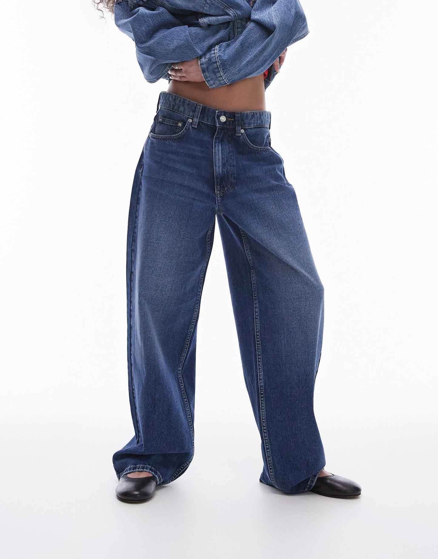 Topshop Gilmore boyfriend low slung jean in rich blue