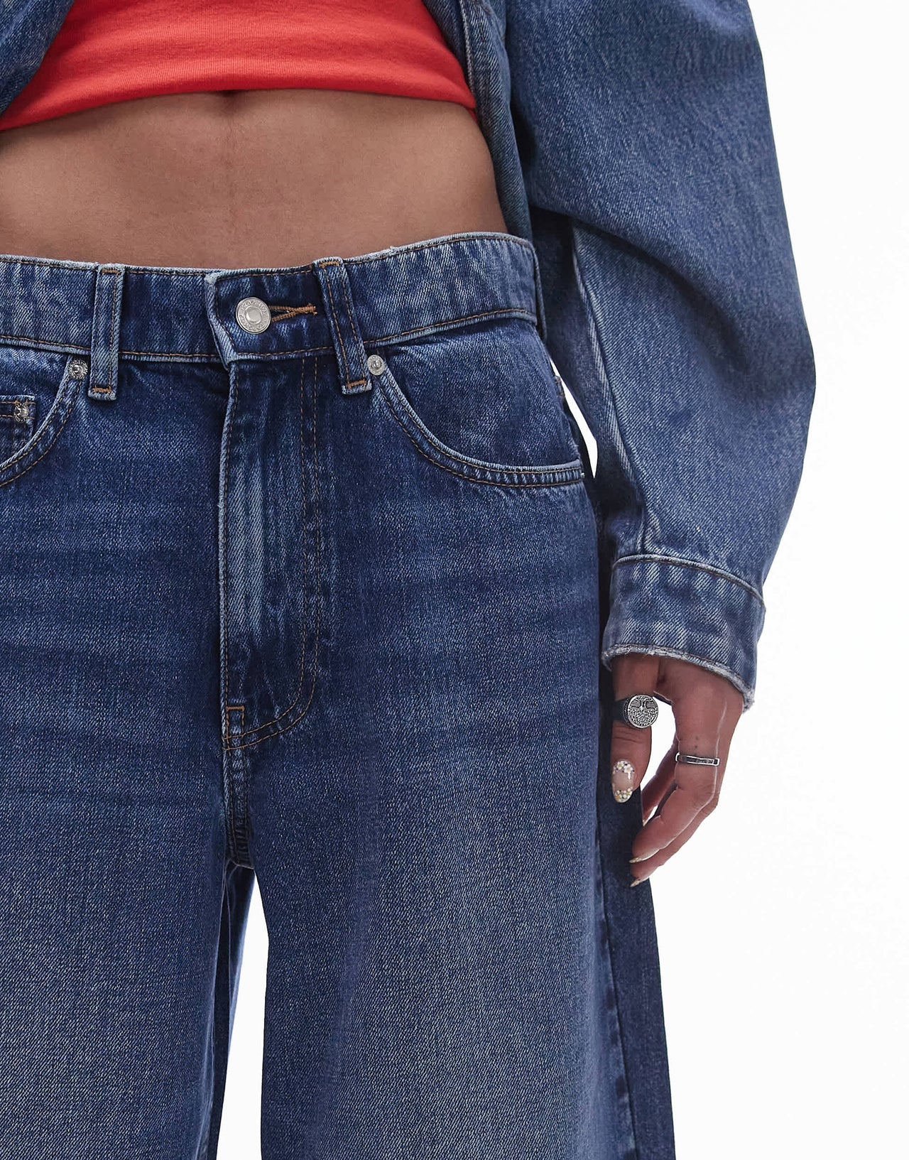 Topshop Gilmore boyfriend low slung jean in rich blue