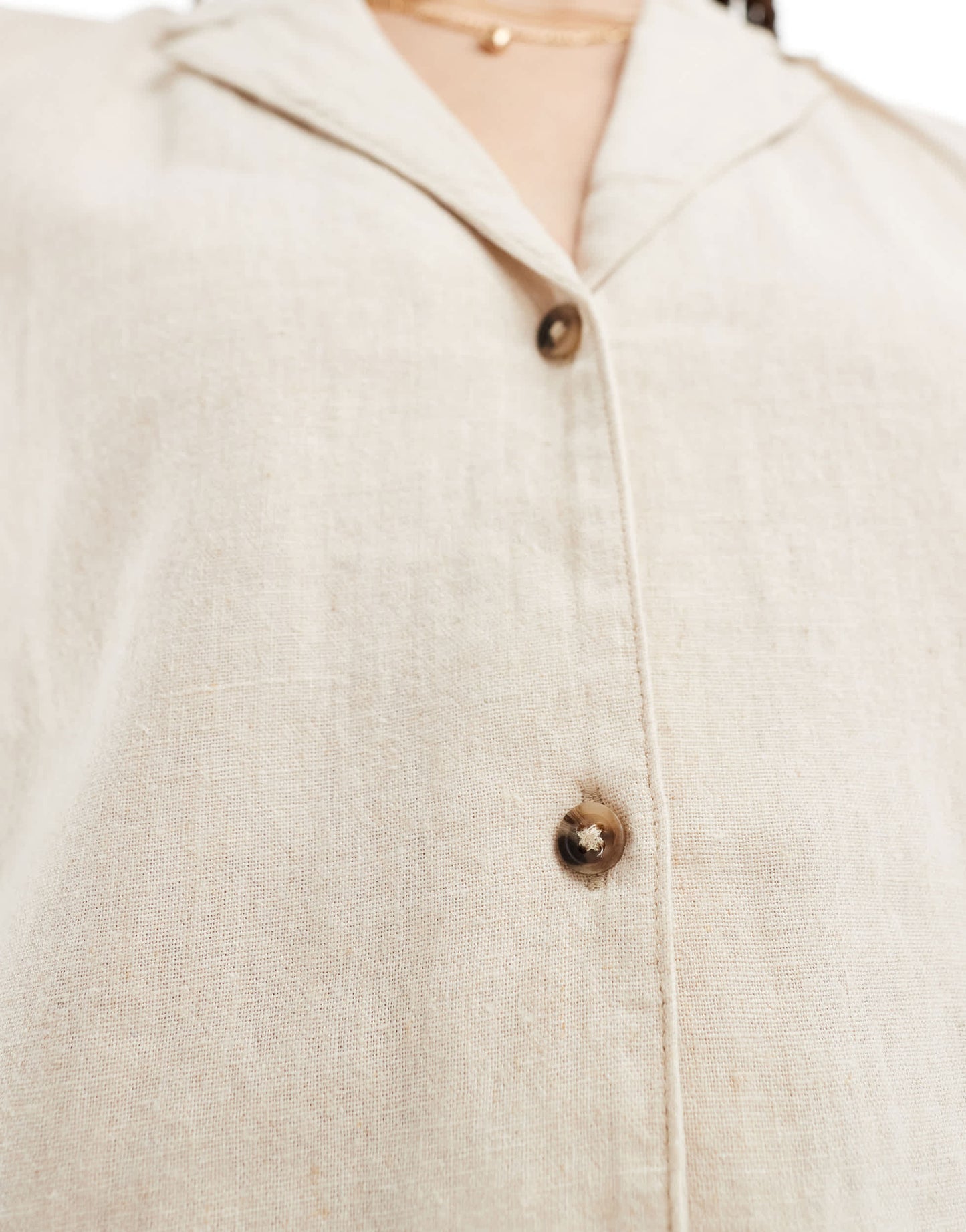 JDY Tall short sleeve linen shirt co-ord in beige