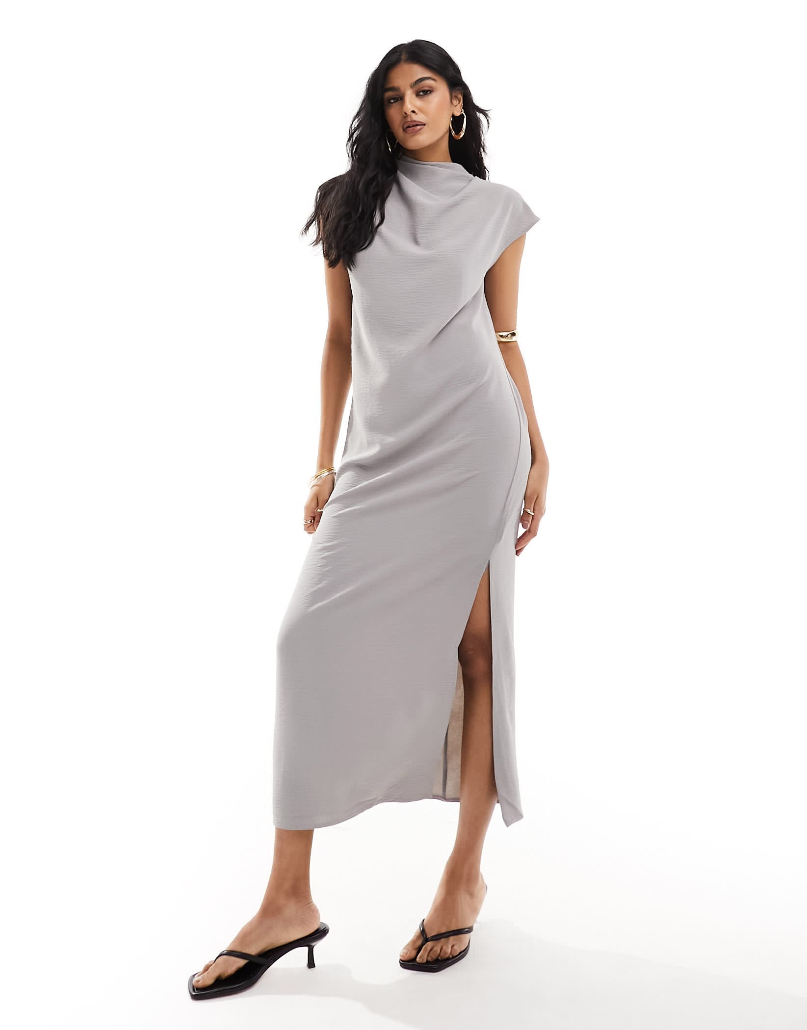 ASOS DESIGN high neck column maxi dress in stone – ASOS Sample Sale