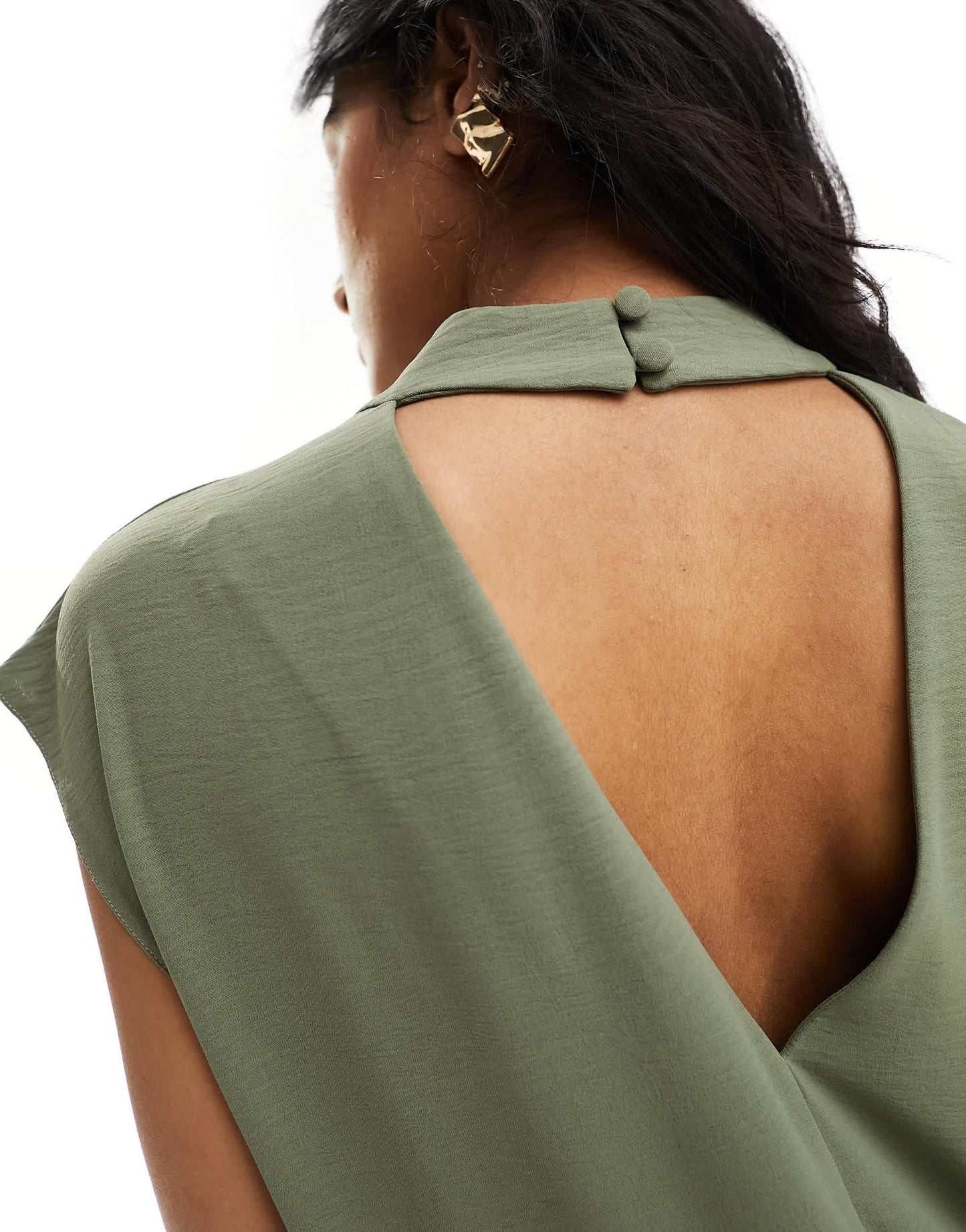 ASOS DESIGN high neck column maxi dress in khaki