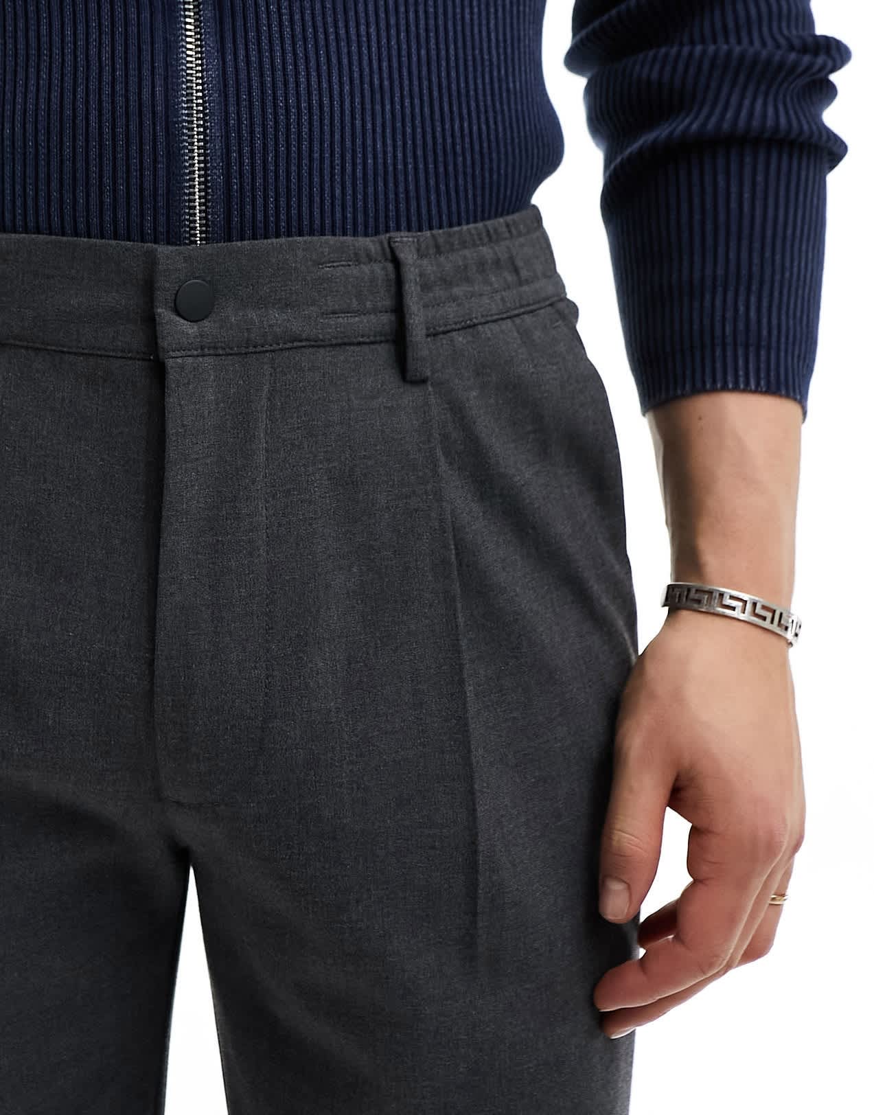 Bershka wide leg tailored trouser in charcoal exclusive to asos