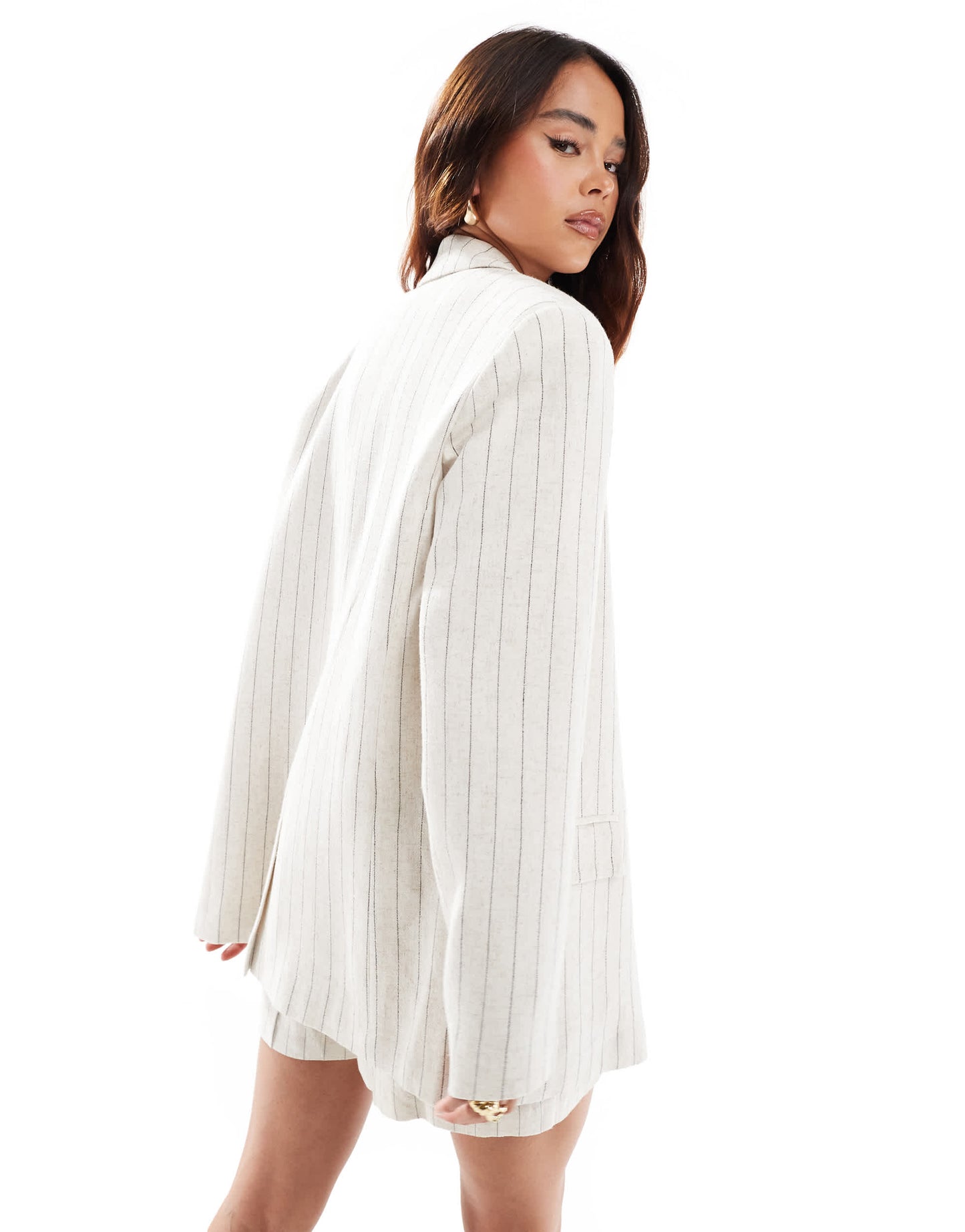 ASOS DESIGN relaxed blazer with linen in stripe