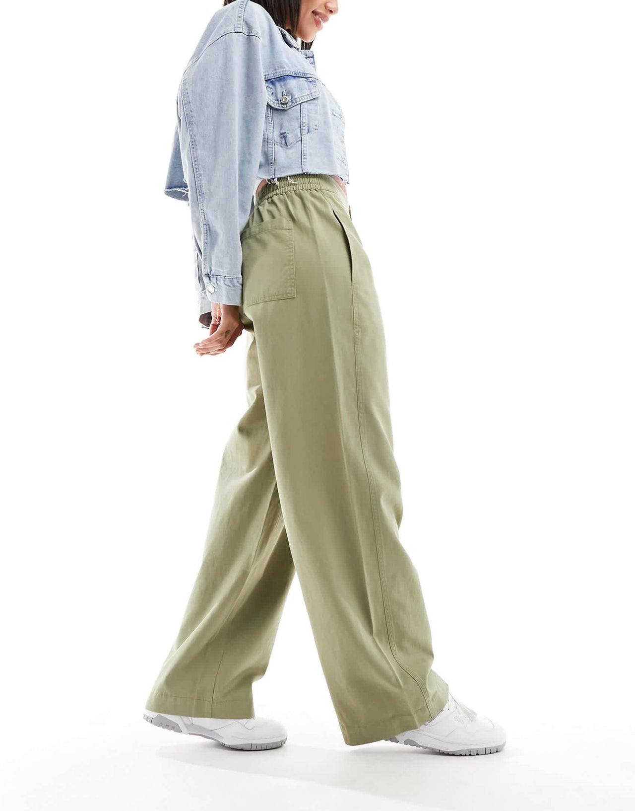 ASOS DESIGN soft barrel leg trousers in khaki