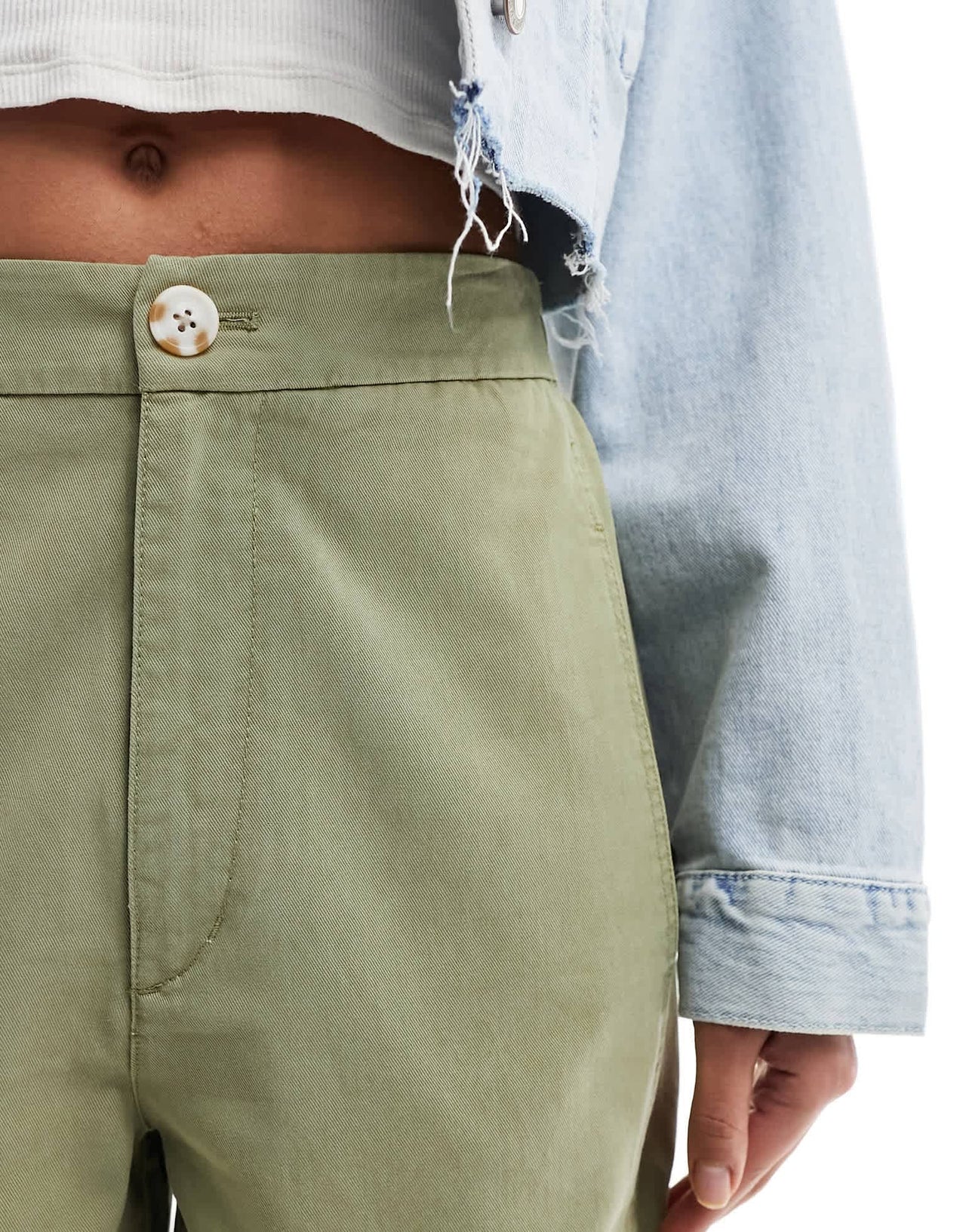 ASOS DESIGN soft barrel leg trousers in khaki