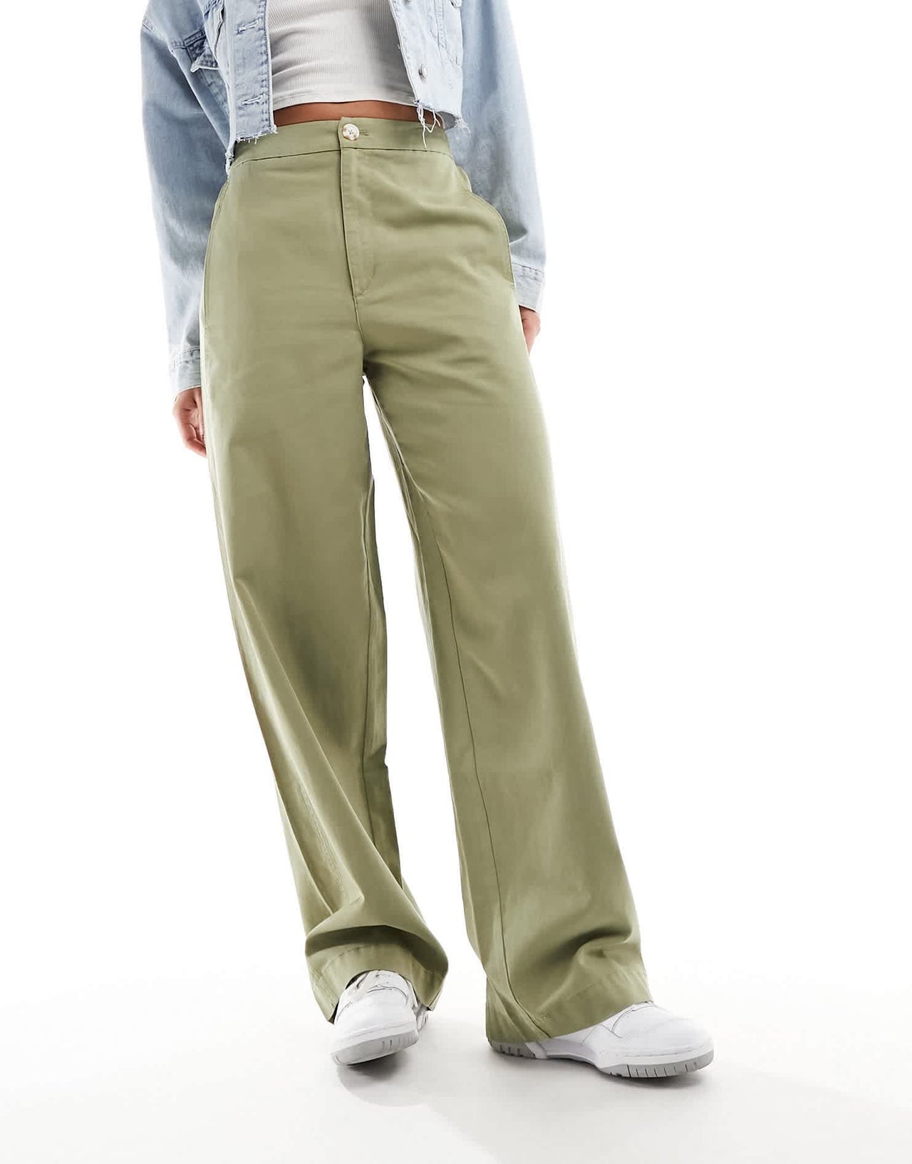 ASOS DESIGN soft barrel leg trousers in khaki