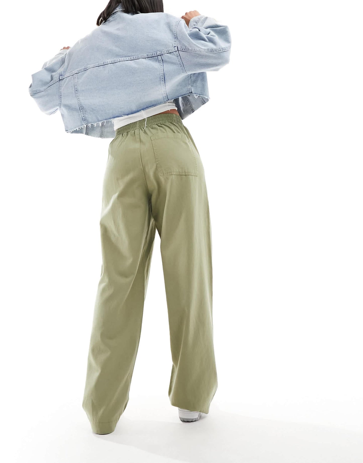 ASOS DESIGN soft barrel leg trousers in khaki