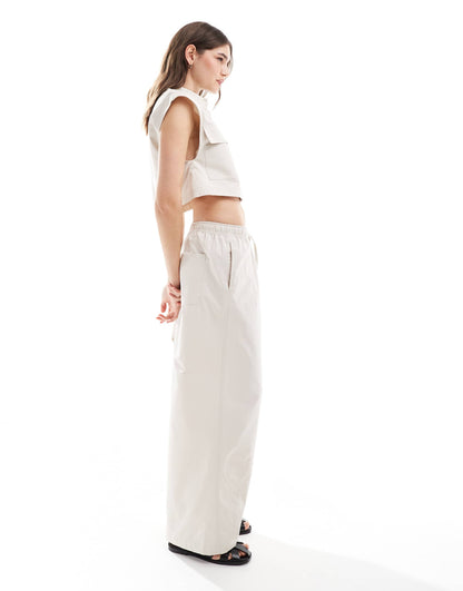 ASOS DESIGN pull on barrel trousers co-ord in stone