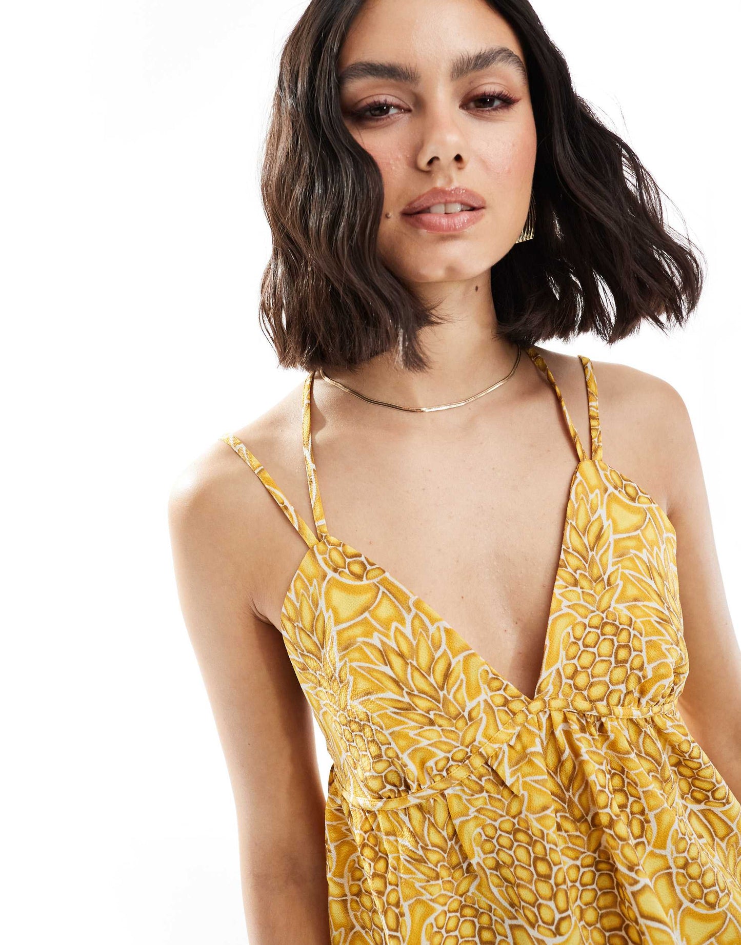ONLY strap detail cami co-ord in yellow pineapple print