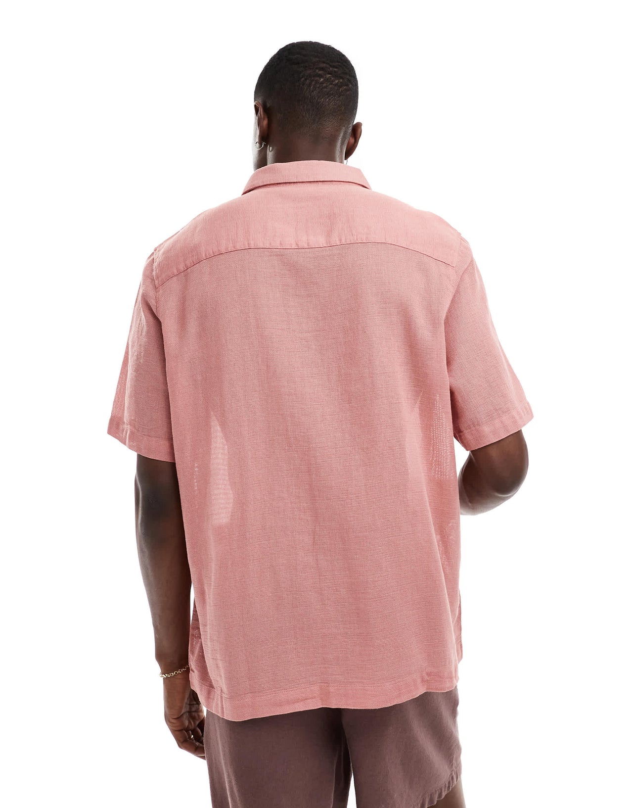 ASOS DESIGN relaxed textured shirt with patch pockets in pink