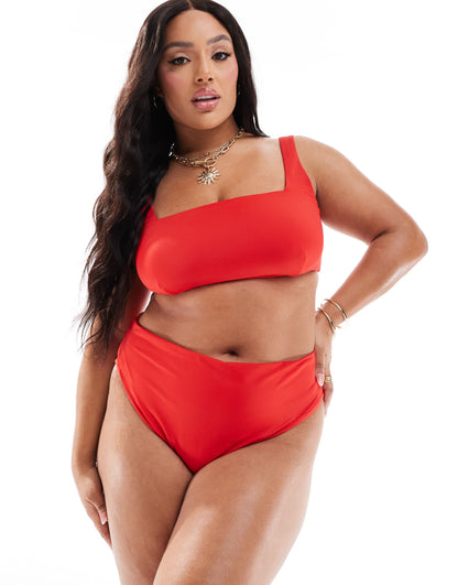 ASOS DESIGN Maya Curve high waist bikini bottom in red