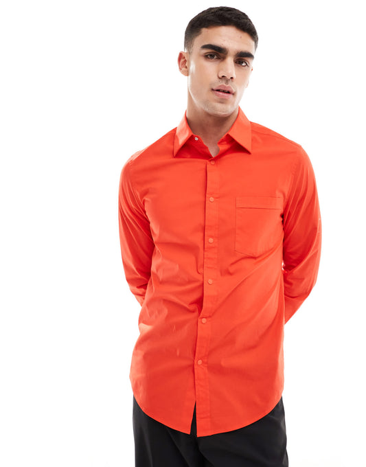 ASOS DESIGN smart wide revere regular shirt collar in bright red