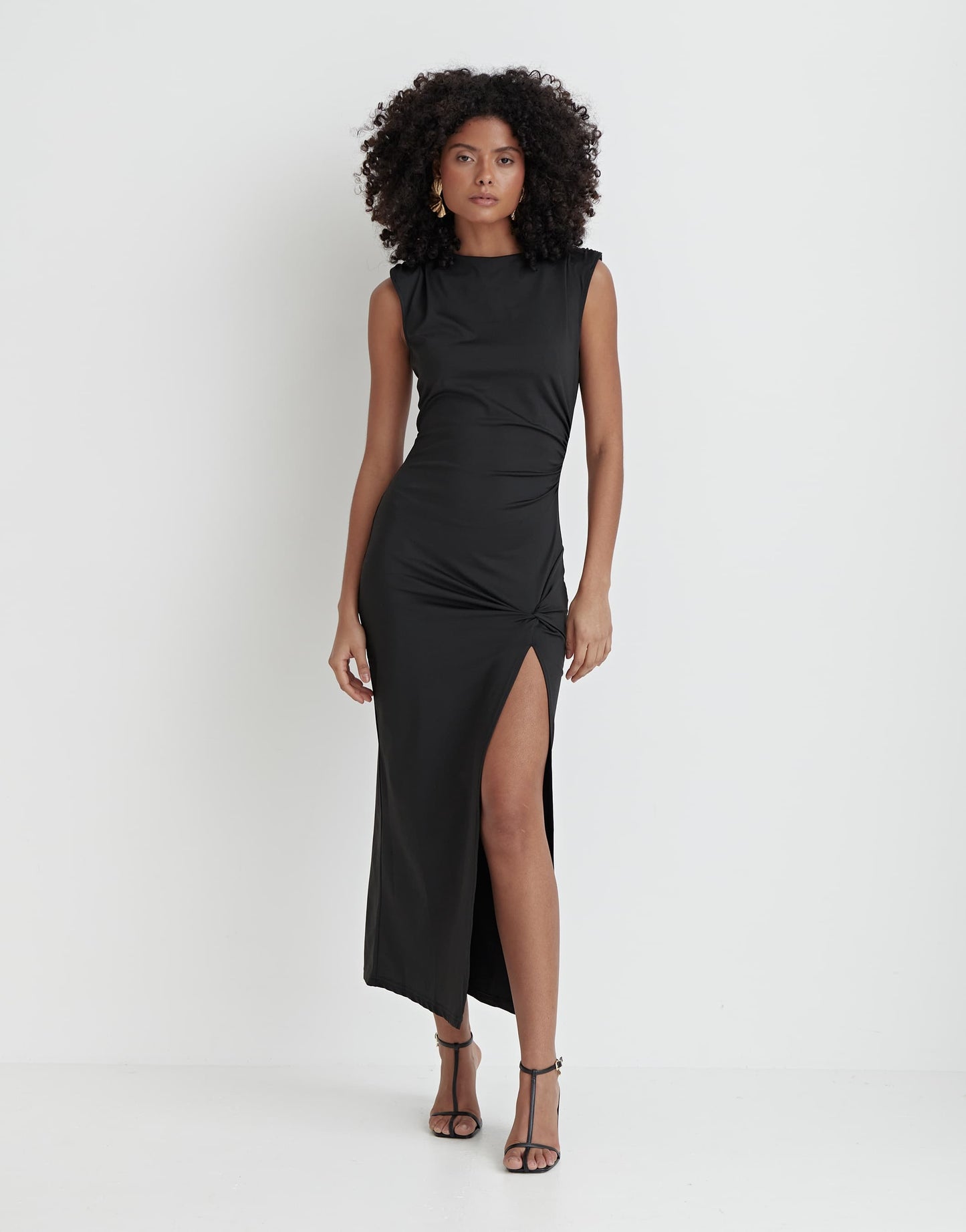 4th & Reckless sleeveless thigh split maxi dress in black