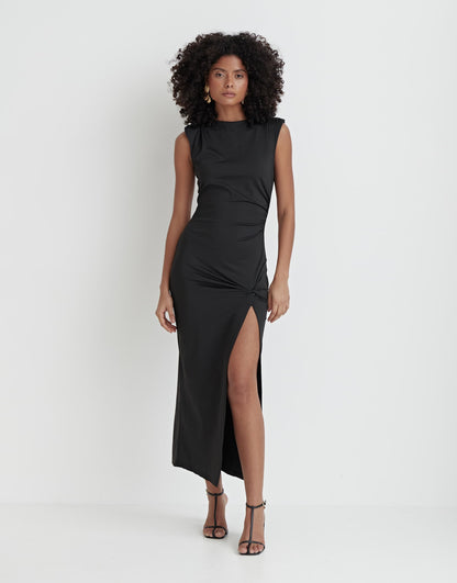 4th & Reckless sleeveless thigh split maxi dress in black