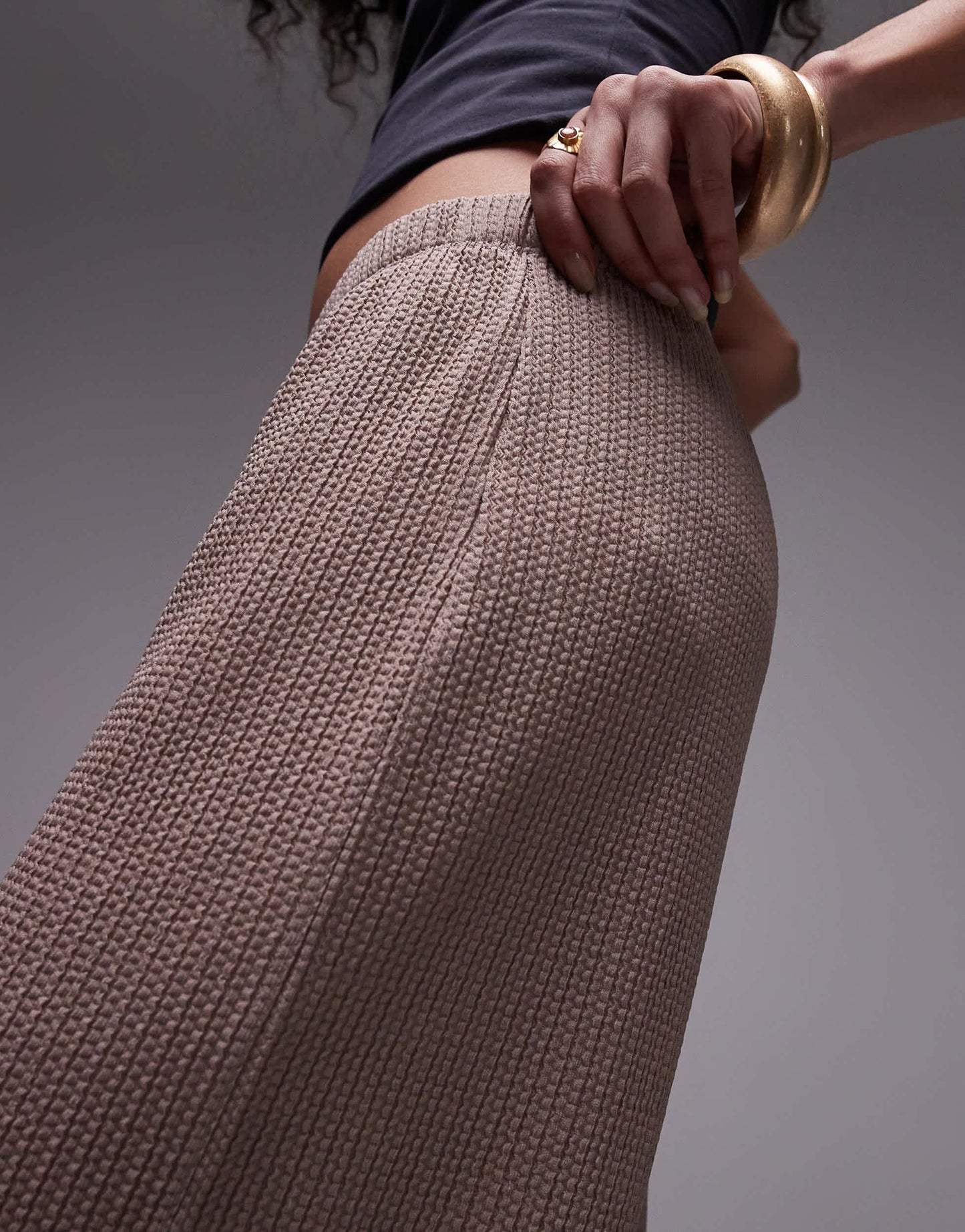 Topshop casual plisse trouser in washed rose
