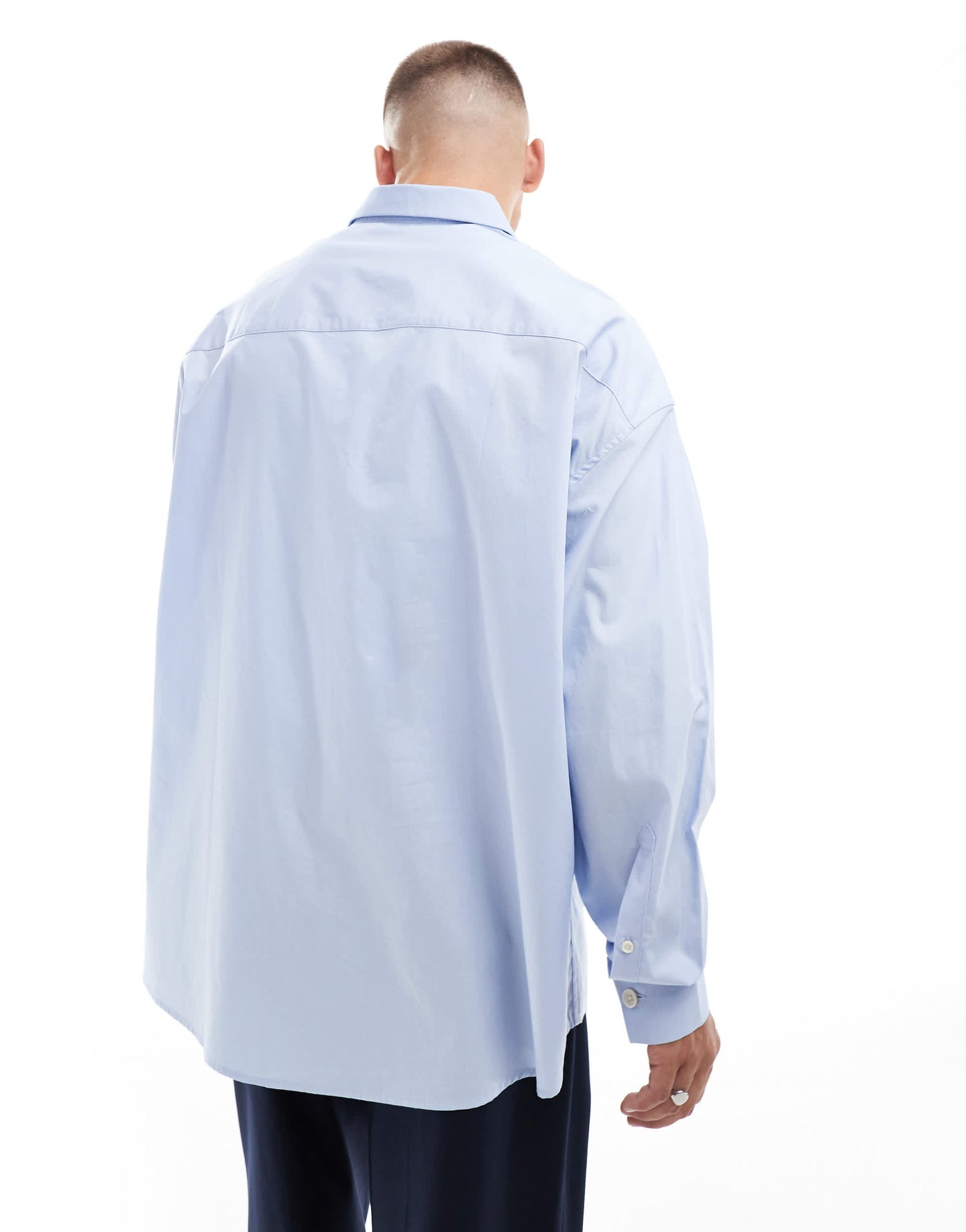 ASOS DESIGN extreme oversized smart shirt in workwear blue