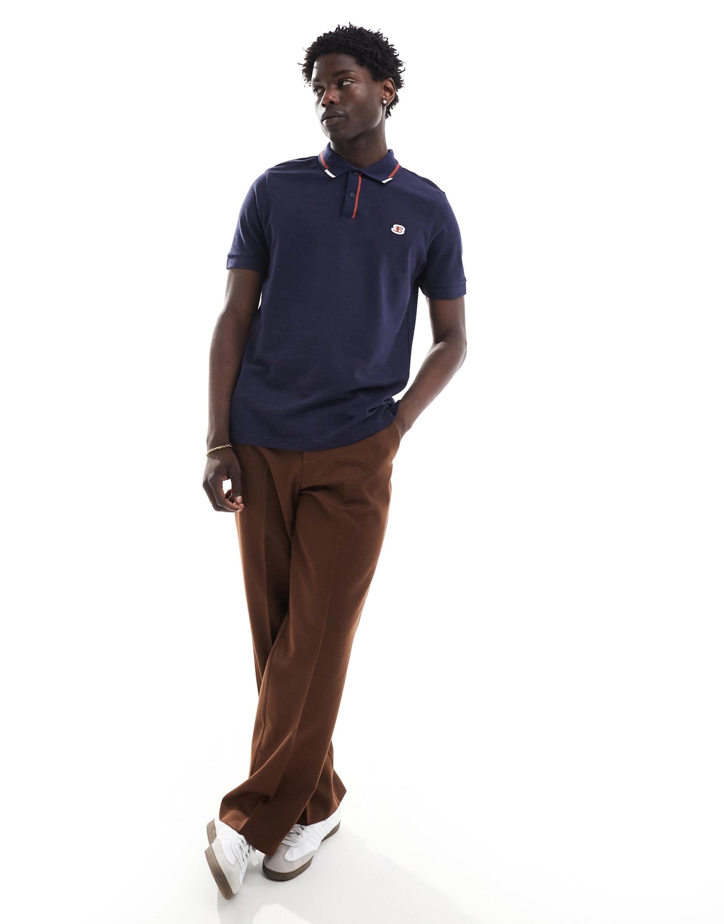 Ben Sherman heavy textured pique polo in navy