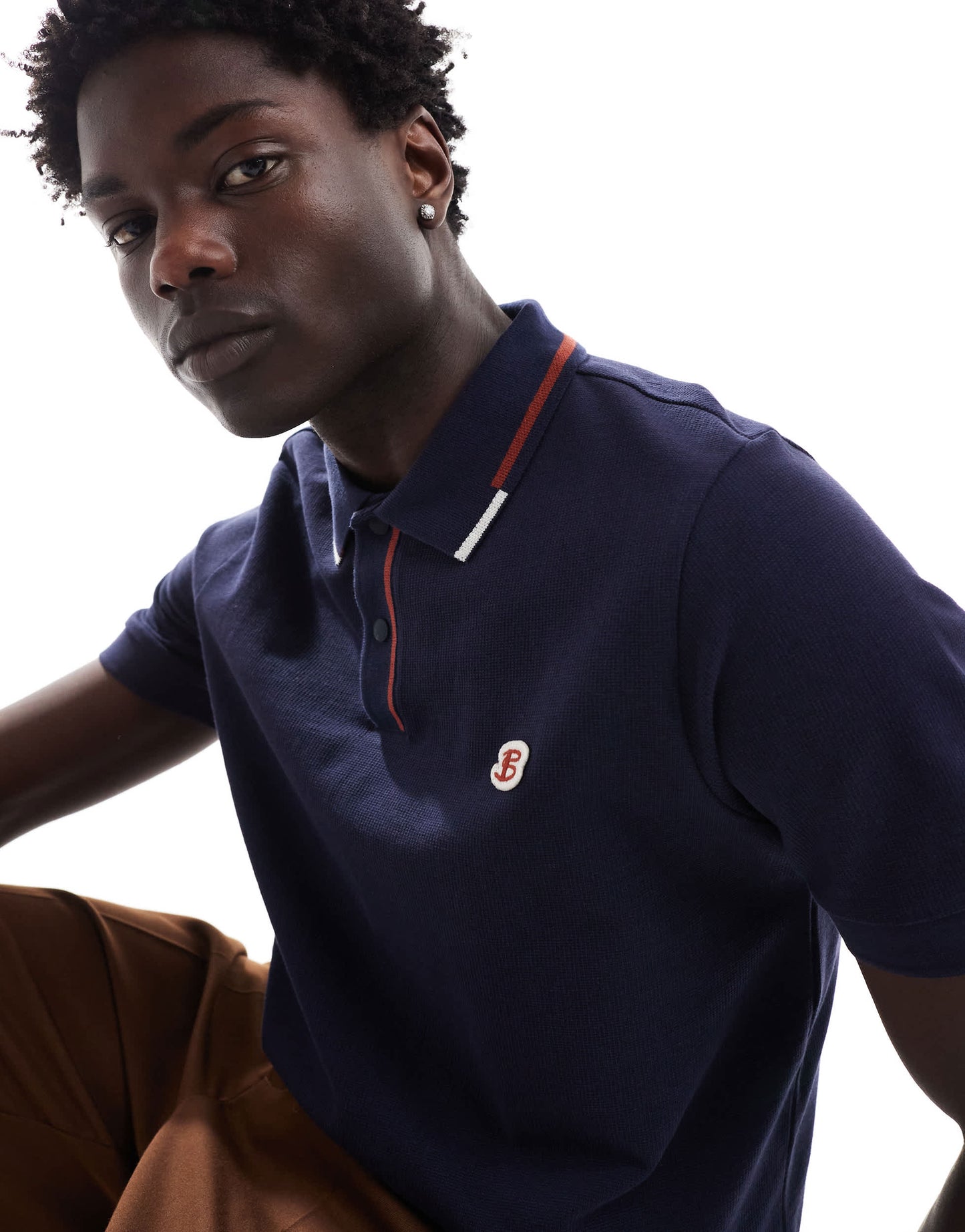 Ben Sherman heavy textured pique polo in navy