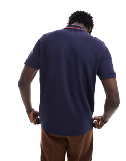 Ben Sherman heavy textured pique polo in navy