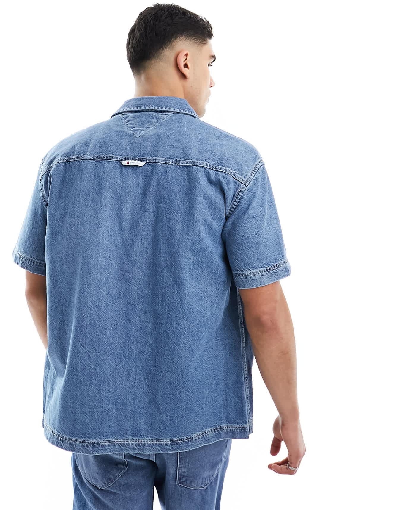 Tommy Jeans co-ord denim short sleeve overshirt in indigo