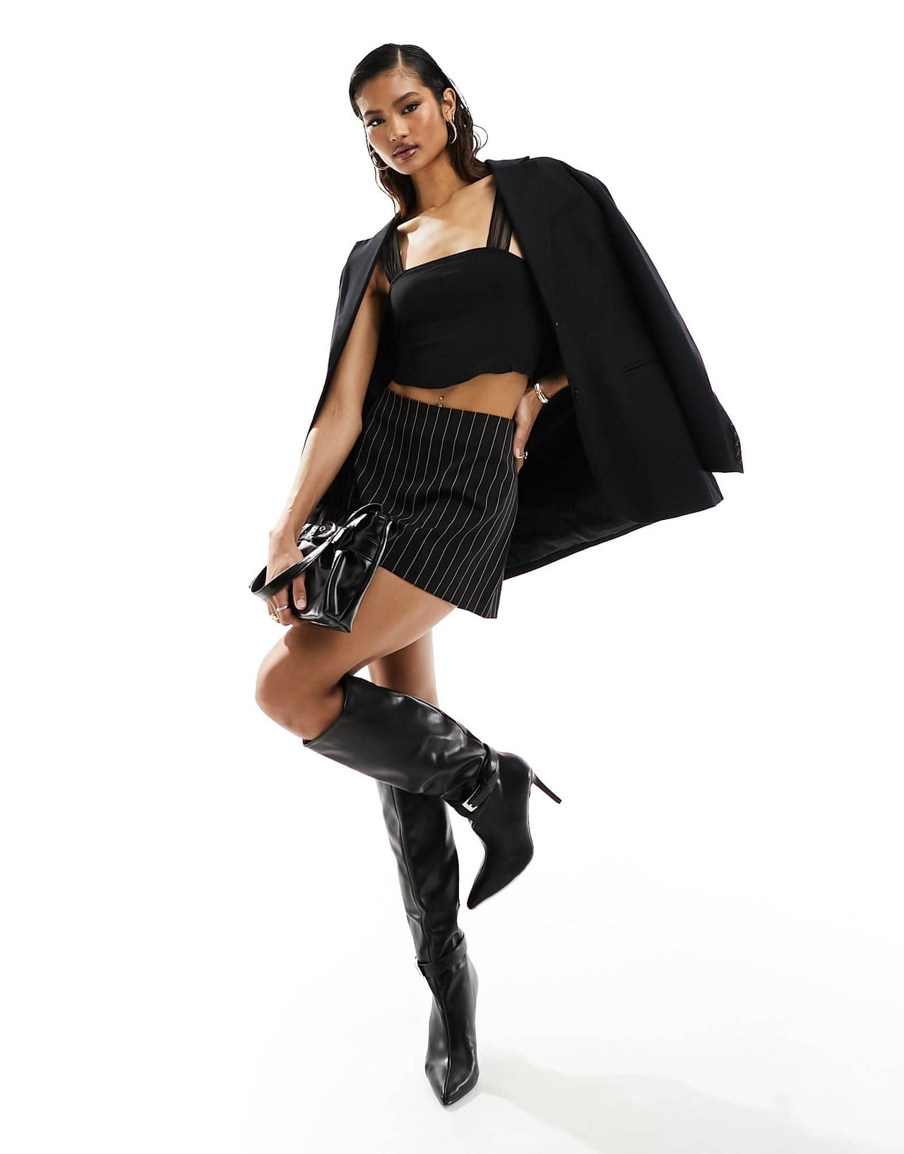 Missyempire mesh sleeve top in black