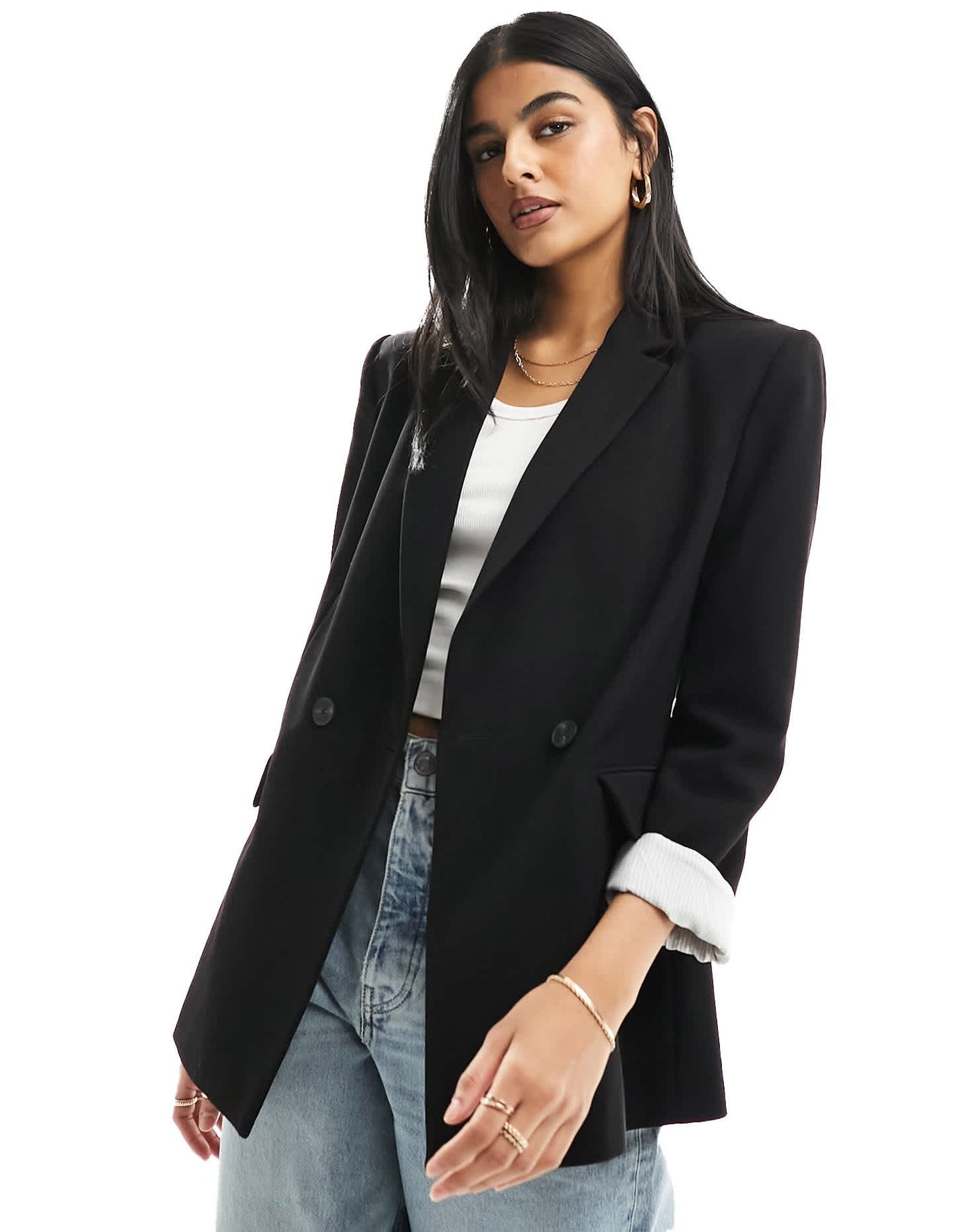 Stradivarius fitted blazer in black