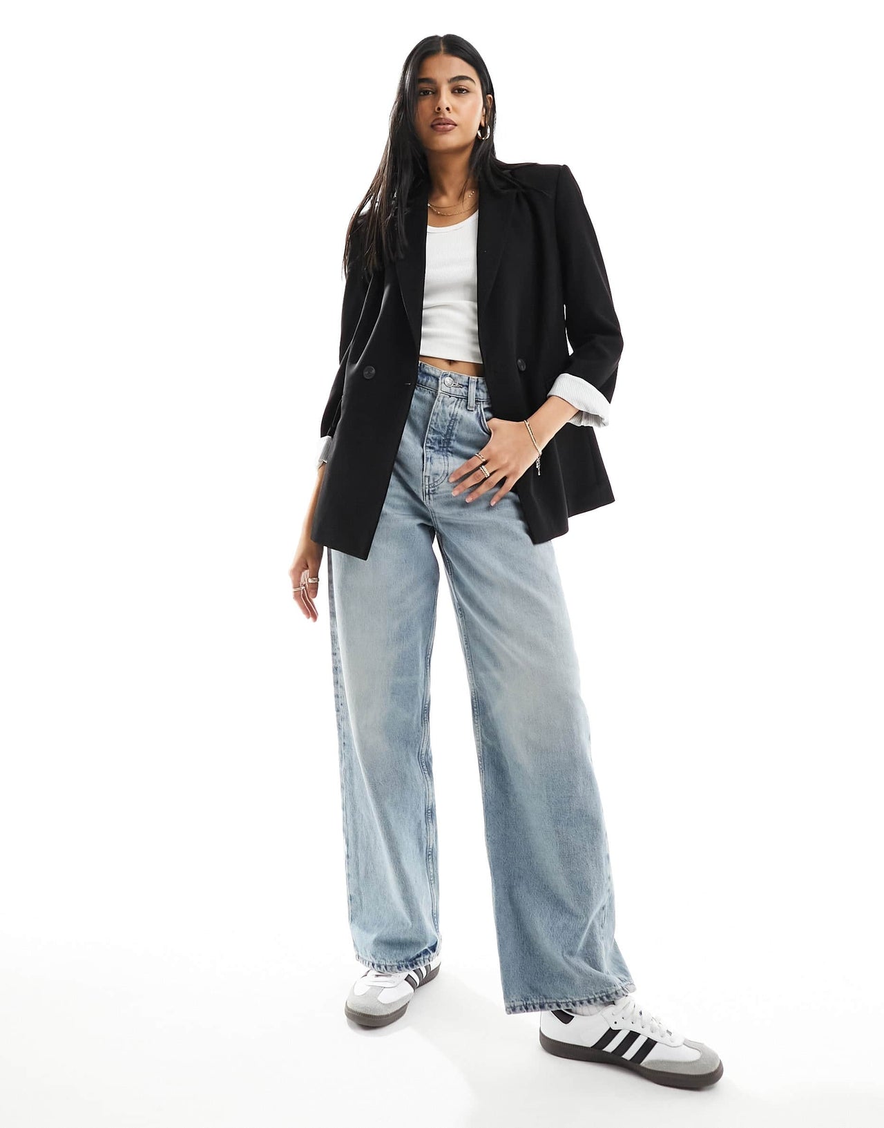Stradivarius fitted blazer in black