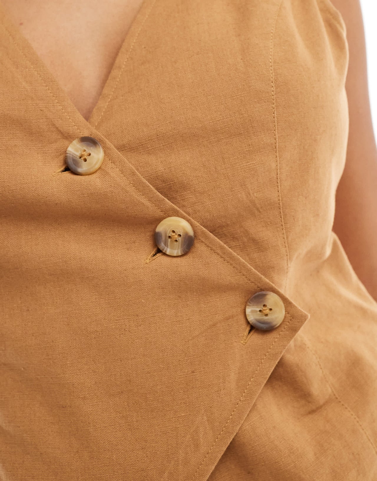 ASOS DESIGN asym waistcoat 2 in 1 jumpsuit in tan