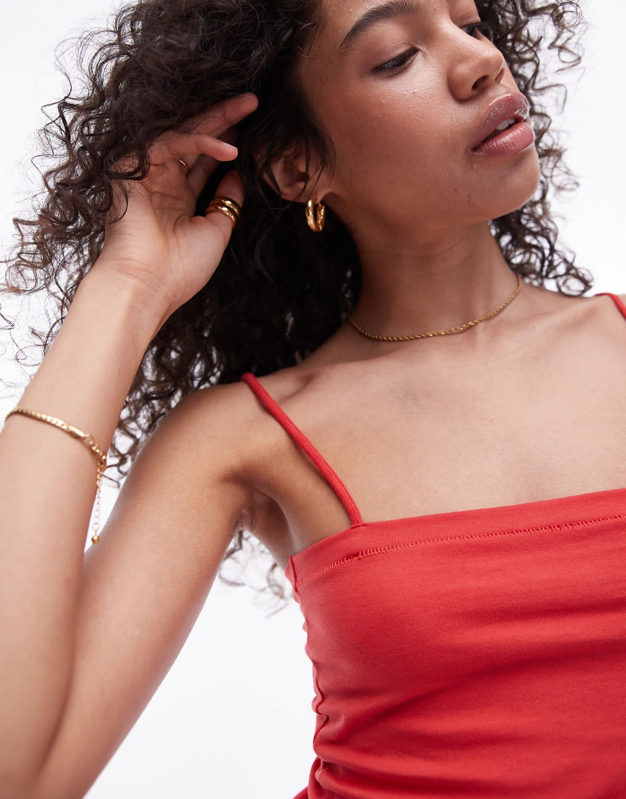Topshop spaghetti strap tube top in red