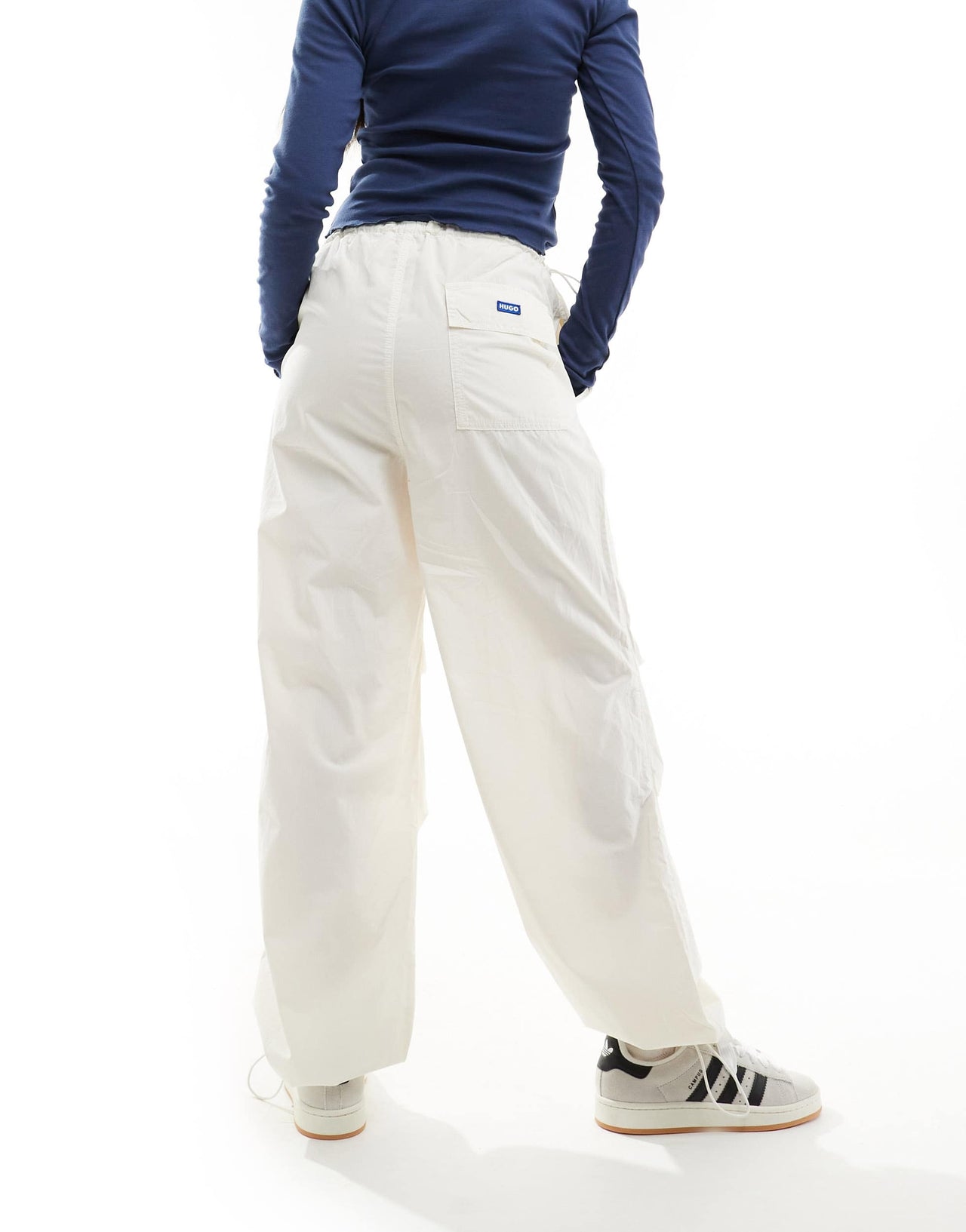 HUGO BLUE parachute trousers in white