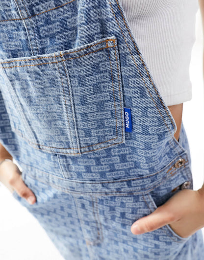 HUGO BLUE denim dungaree dress in light blue