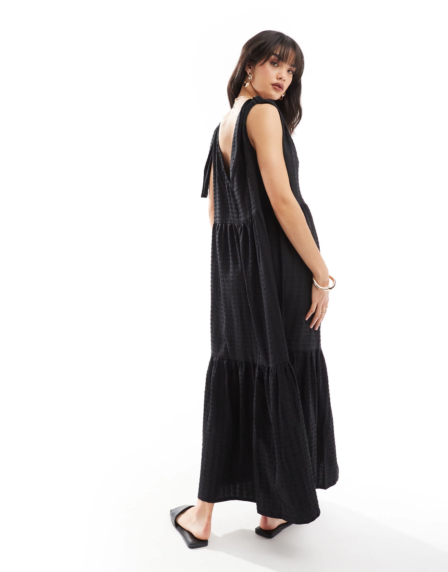 Esmee maxi summer dress in textured black